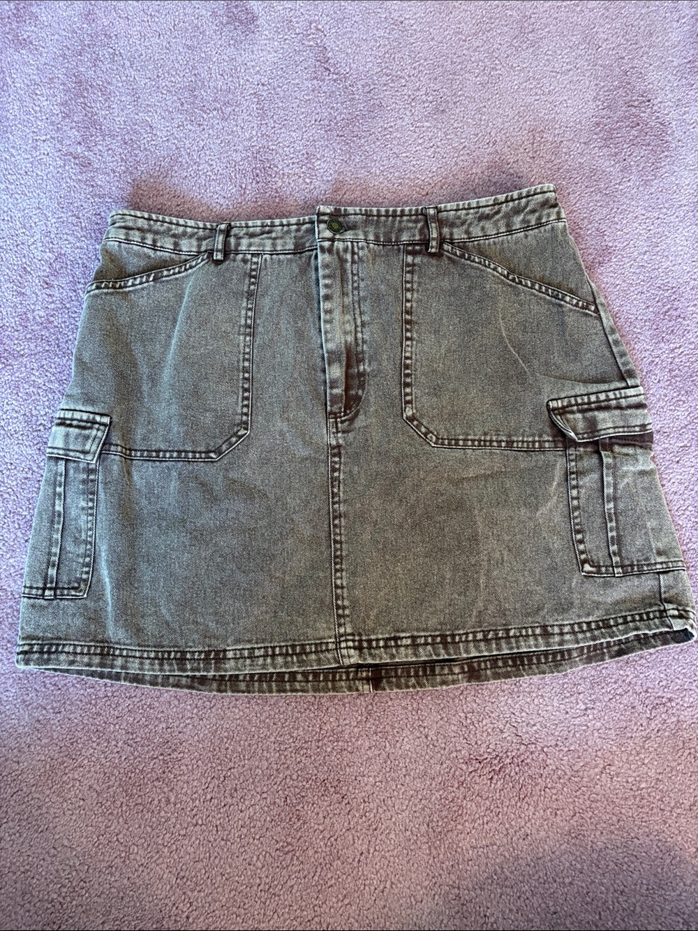 SHEIN Washed Denim Cargo Mini Skirt Curve 1XL